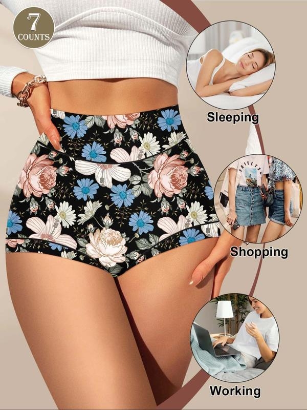 Naiste lillemustriga kõrge vöökohtuga puuvillased aluspüksid, korrapärase lõikega, suvine 2025 lansseerimine