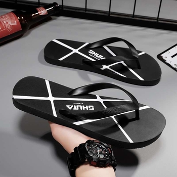 Meeste Strait Tiger sussid siseruumi kasutamiseks, igapäevased lame kingad, PVC ülemine ja talla, libisemisvastased ja vaiksed