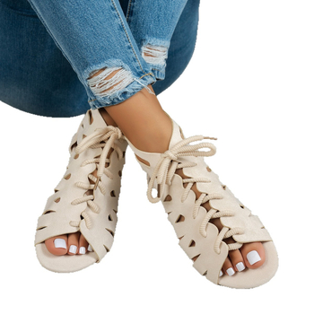 Rooma sandaalid tekstiili ülaosaga, kummist tallaga, ümmarguse varbaga, ees sõlmedega