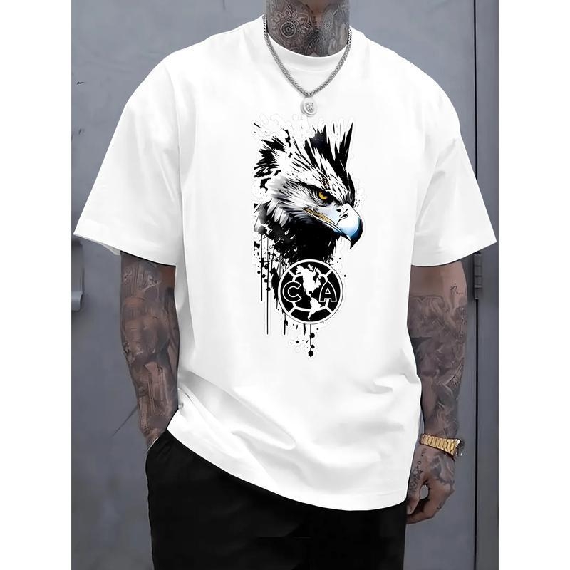 Let's Go America! Graafiline T-särk, tänav hip-hop stiil, ümmargune kaelus, lühikesed varrukad, 96% puuvill, 180–250 g