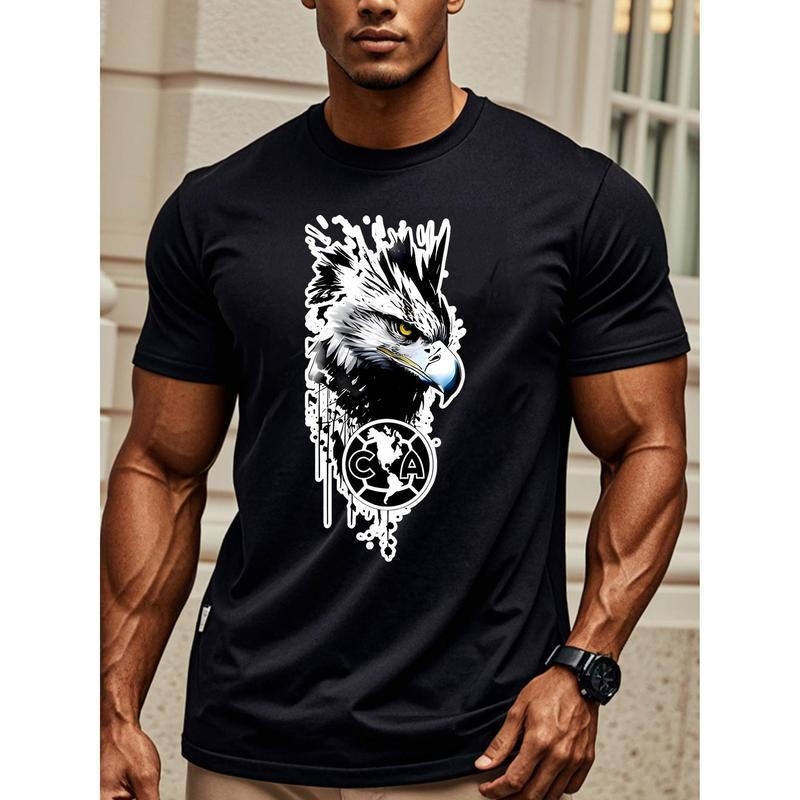 Let's Go America! Graafiline T-särk, tänav hip-hop stiil, ümmargune kaelus, lühikesed varrukad, 96% puuvill, 180–250 g