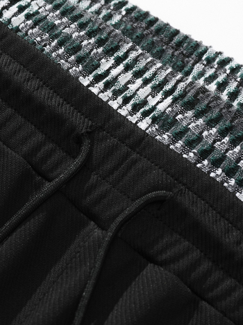 Igapäevased sportlikud püksid võrgumustriga, patchwork disain, nööriga vöö, vaba lõige, sirge jalg