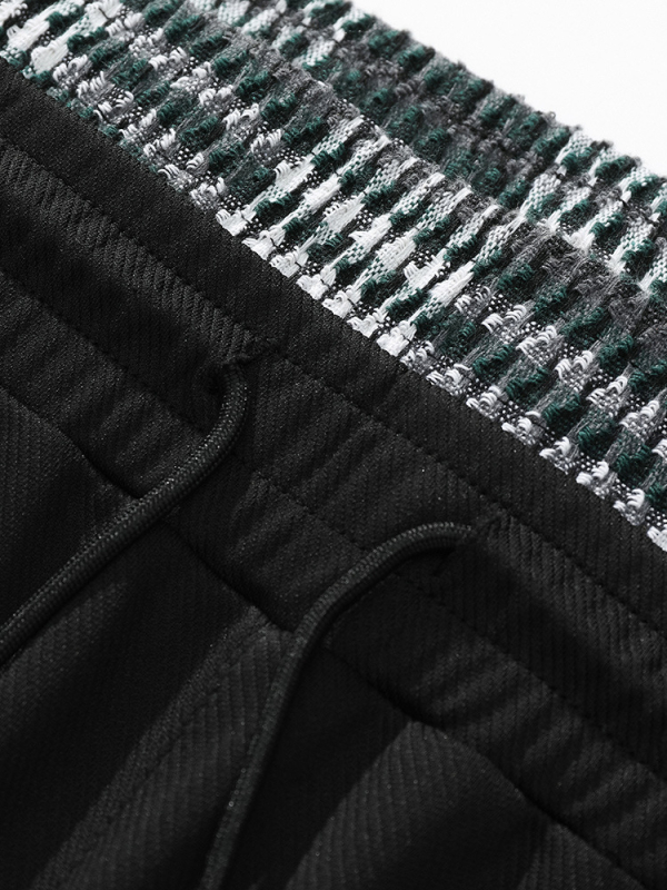 Igapäevased sportlikud püksid võrgumustriga, patchwork disain, nööriga vöö, vaba lõige, sirge jalg