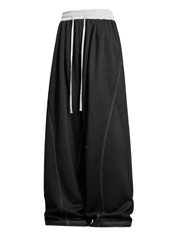 Meeste igapäevased sportlikud püksid patchworki ja värviliste blokkidega, denim-sarnane välimus, sirge lõige, pikad, polüesteri kangas