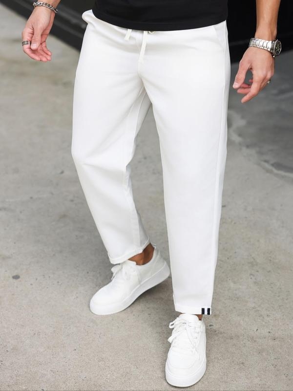 Meeste igapäevased püksid, kõrge talje, sirge lõige, Capri pikkus, bambuskiududest kangas, kõrge elastsus