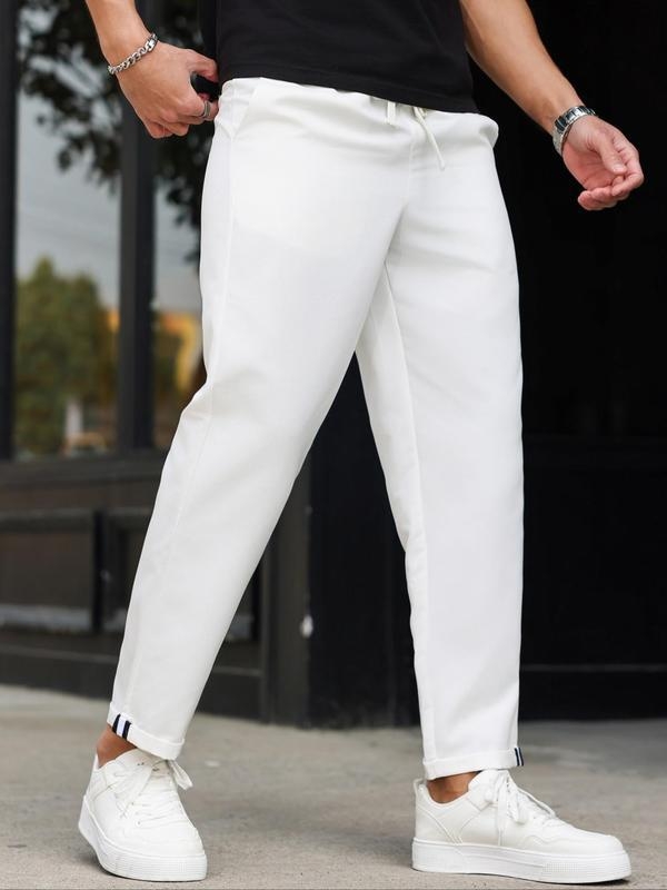 Meeste igapäevased püksid, kõrge talje, sirge lõige, Capri pikkus, bambuskiududest kangas, kõrge elastsus