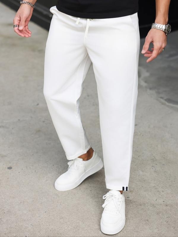 Meeste igapäevased püksid, kõrge talje, sirge lõige, Capri pikkus, bambuskiududest kangas, kõrge elastsus