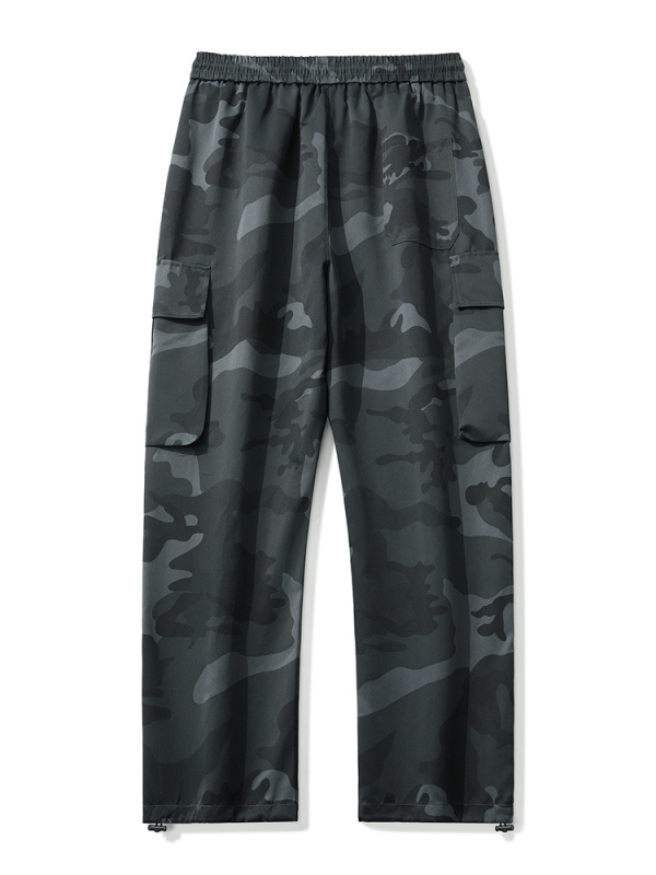 Tööriietuse igapäevased püksid kamuflažiga, laia lõikega, sirge säärega, polüester