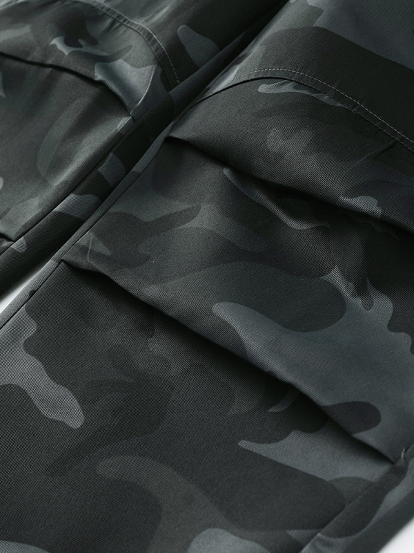 Tööriietuse igapäevased püksid kamuflažiga, laia lõikega, sirge säärega, polüester