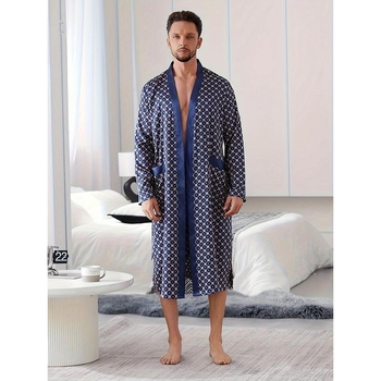 Meeste pajama komplekt premium printiga, poolfleece, puuvillane, V-kaelusega, igapäevane stiil, 2025 kevad