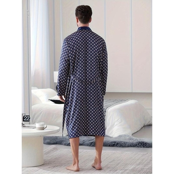 Meeste pajama komplekt premium printiga, poolfleece, puuvillane, V-kaelusega, igapäevane stiil, 2025 kevad