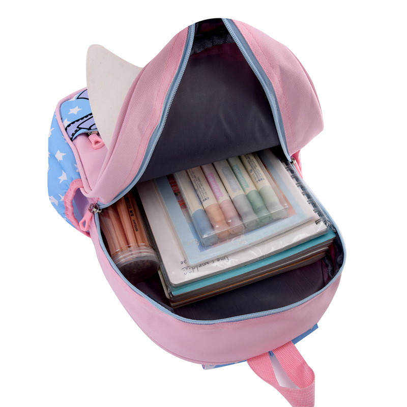 Lasteaedade koolikott dinozauru motiiviga, hingav Oxford-kangas, laienev disain, õhupatjadega õla kaitseks