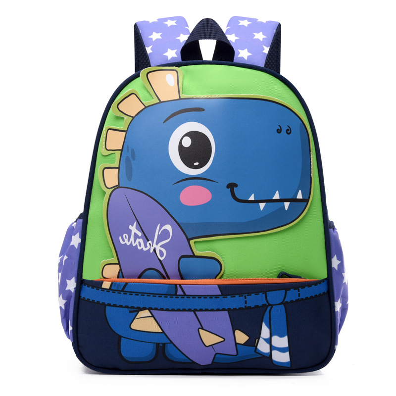 Lasteaedade koolikott dinozauru motiiviga, hingav Oxford-kangas, laienev disain, õhupatjadega õla kaitseks