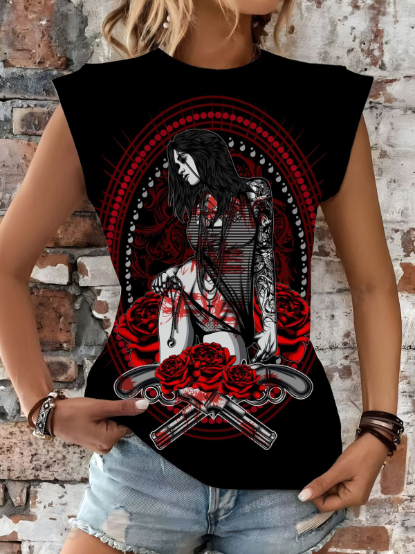 Naistele lühikeste varrukatega T-särk 3D trükiga, slim fit, polüester 90–95%, tänav hipster stiil