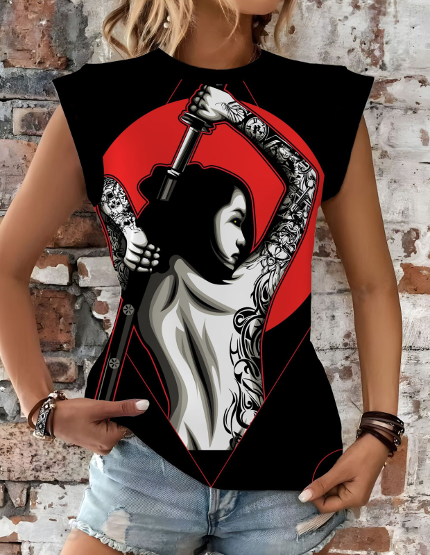 Naistele lühikeste varrukatega T-särk 3D trükiga, slim fit, polüester 90–95%, tänav hipster stiil