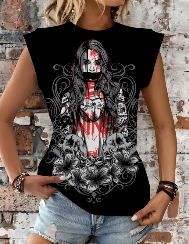 Naistele lühikeste varrukatega T-särk 3D trükiga, slim fit, polüester 90–95%, tänav hipster stiil