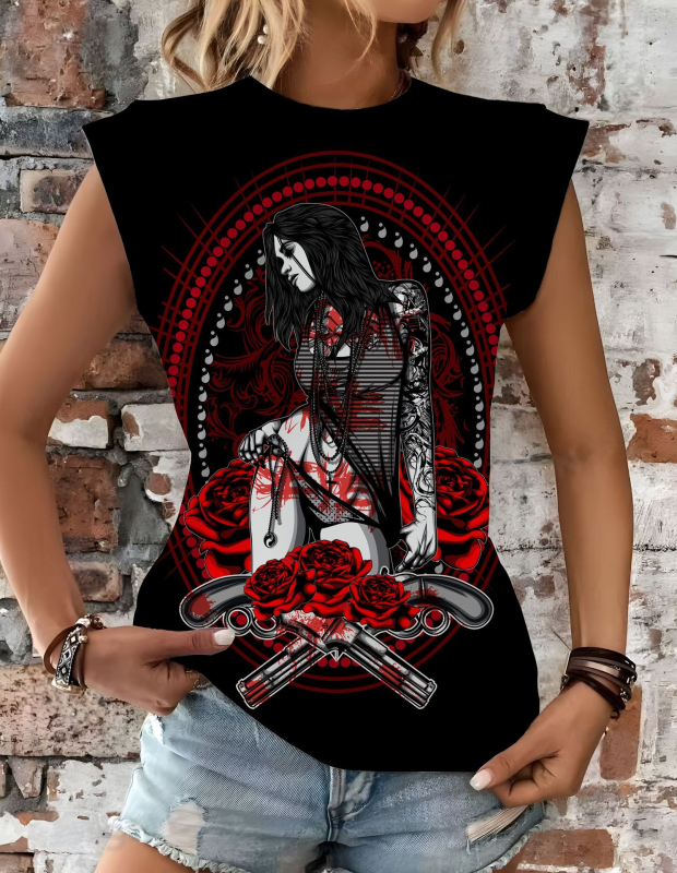 Naistele lühikeste varrukatega T-särk 3D trükiga, slim fit, polüester 90–95%, tänav hipster stiil