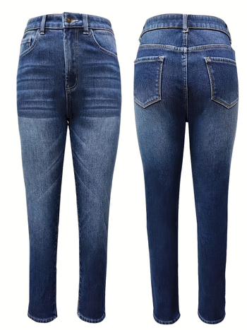 Kõrge vöökoht, slim fit džinsid, denim 50–70% puuvillast, mikroelastsus