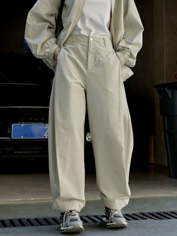 Naiste igapäevased laiad püksid kõrge vöökohaga, vaba lõikega, puuvill-nailon segu I-tüüpi voldikutega