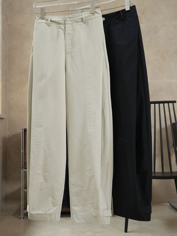 Naiste igapäevased laiad püksid kõrge vöökohaga, vaba lõikega, puuvill-nailon segu I-tüüpi voldikutega