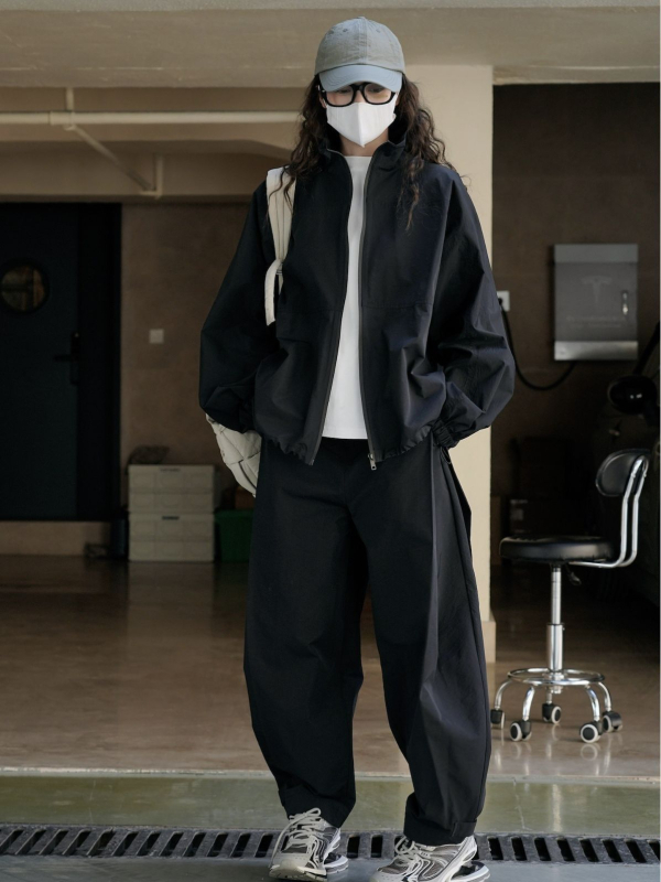 Naiste igapäevased laiad püksid kõrge vöökohaga, vaba lõikega, puuvill-nailon segu I-tüüpi voldikutega