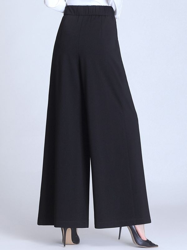 Laia säärega igapäevased püksid, keskmise taljega, polüester (>95%), pikad püksid, keskmise paksusega