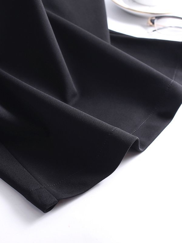 Laia säärega igapäevased püksid, keskmise taljega, polüester (>95%), pikad püksid, keskmise paksusega