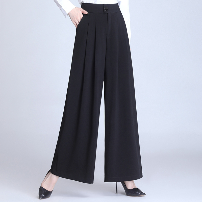 Laia säärega igapäevased püksid, keskmise taljega, polüester (>95%), pikad püksid, keskmise paksusega