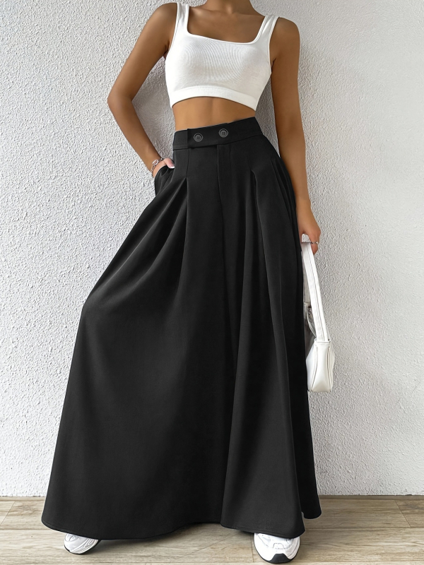 Laiad pikkade jalgadega püksid, kõrge vöökoht, 95% polüester, kerge elastus, elegantne igapäevane stiil