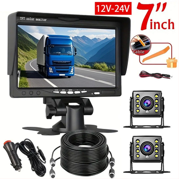 Auto tagurdusmonitor kahekordse ees- ja tagavaatega, resolutsioon 1024x600, sisendid CVBS/AHD720p/1080p, PAL/NTSC automaatne