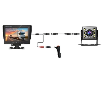 Auto tagurdusmonitor kahekordse ees- ja tagavaatega, resolutsioon 1024x600, sisendid CVBS/AHD720p/1080p, PAL/NTSC automaatne