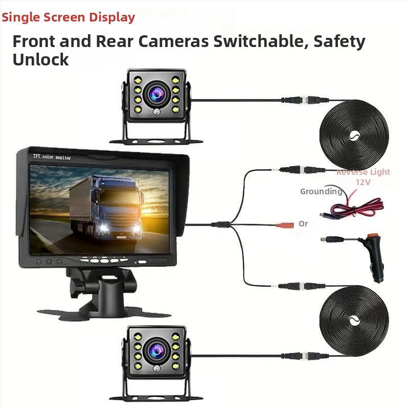 Auto tagurdusmonitor kahekordse ees- ja tagavaatega, resolutsioon 1024x600, sisendid CVBS/AHD720p/1080p, PAL/NTSC automaatne