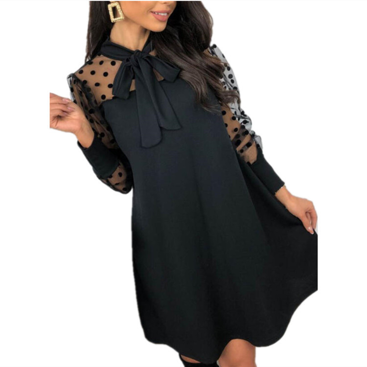 Polüestrist midi A-liiniline kleit ümmarguse kaelusega, pikkade varrukatega, vaba talje