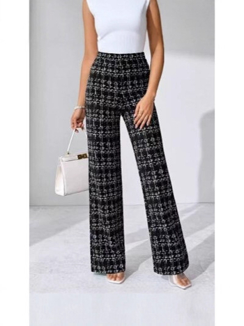 Naiste polüesterist pikkpüksid kõrge vöökoht ja sirge lõige, igapäevane stiil, sügis 2025