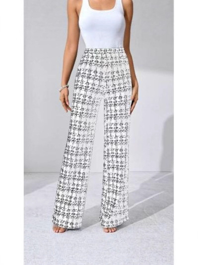 Naiste polüesterist pikkpüksid kõrge vöökoht ja sirge lõige, igapäevane stiil, sügis 2025