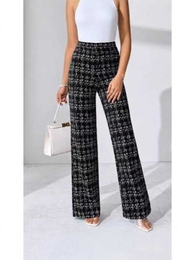 Naiste polüesterist pikkpüksid kõrge vöökoht ja sirge lõige, igapäevane stiil, sügis 2025