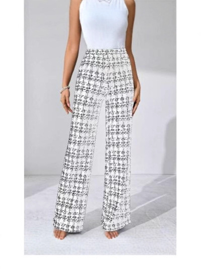 Naiste polüesterist pikkpüksid kõrge vöökoht ja sirge lõige, igapäevane stiil, sügis 2025