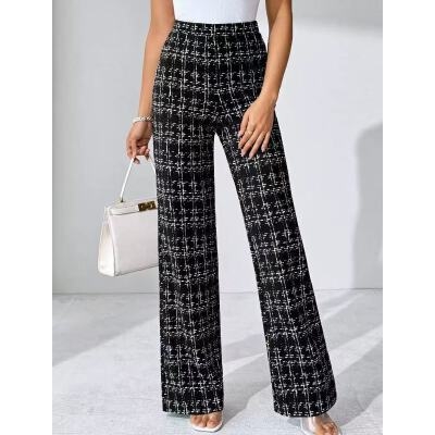 Naiste polüesterist pikkpüksid kõrge vöökoht ja sirge lõige, igapäevane stiil, sügis 2025