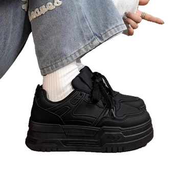 Igapäevased platvormkingad – PU pealne, ümmargune varvas, nööriga kinnitatud, 3-5 cm keskmine kand, vahtkummist tald