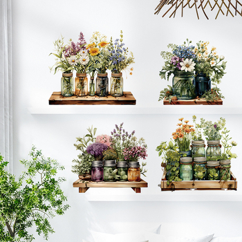 PVC seinakleebis taimede ja lillede motiiviga, veekindel, isekleepuv, sobib elutoa ja magamistoa dekoratsiooniks, kaasaegne lame seinakleebis