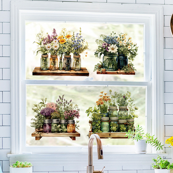 PVC seinakleebis taimede ja lillede motiiviga, veekindel, isekleepuv, sobib elutoa ja magamistoa dekoratsiooniks, kaasaegne lame seinakleebis