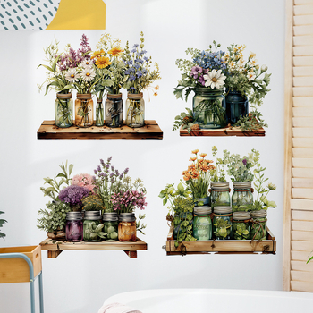 PVC seinakleebis taimede ja lillede motiiviga, veekindel, isekleepuv, sobib elutoa ja magamistoa dekoratsiooniks, kaasaegne lame seinakleebis