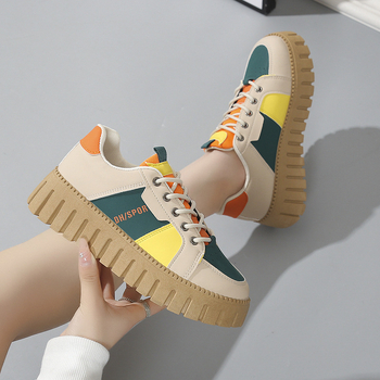 Naiste Korea stiilis platvormkingad, paks platvorm, PU ülemine, kummist tald