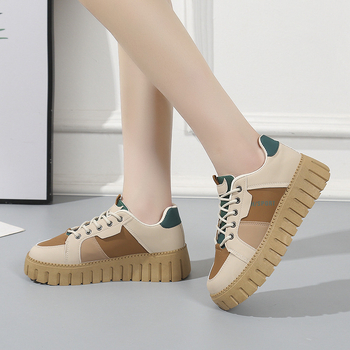 Naiste Korea stiilis platvormkingad, paks platvorm, PU ülemine, kummist tald