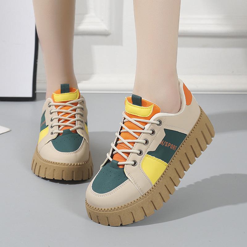 Naiste Korea stiilis platvormkingad, paks platvorm, PU ülemine, kummist tald