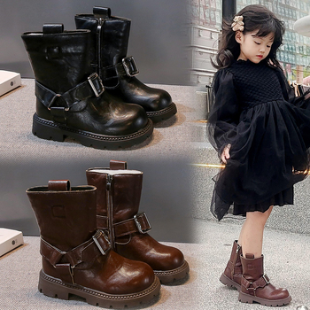 Tüdrukutele põlveni ulatuvad saabad kunstnahast, külje tõmblukuga, kummist talla, PU sisetald, ühetooniline värv, sügis 2024