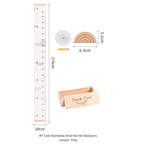 Puidust kõrguse mõõdik lastele – põhjamaise stiiliga, veekindel, 1 tk, lastetuppa