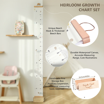 Puidust kõrguse mõõdik lastele – põhjamaise stiiliga, veekindel, 1 tk, lastetuppa