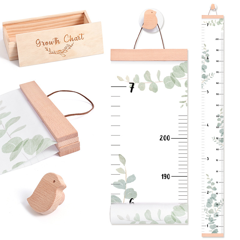 Puidust kõrguse mõõdik lastele – põhjamaise stiiliga, veekindel, 1 tk, lastetuppa