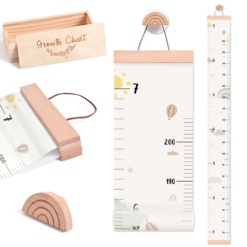 Puidust kõrguse mõõdik lastele – põhjamaise stiiliga, veekindel, 1 tk, lastetuppa
